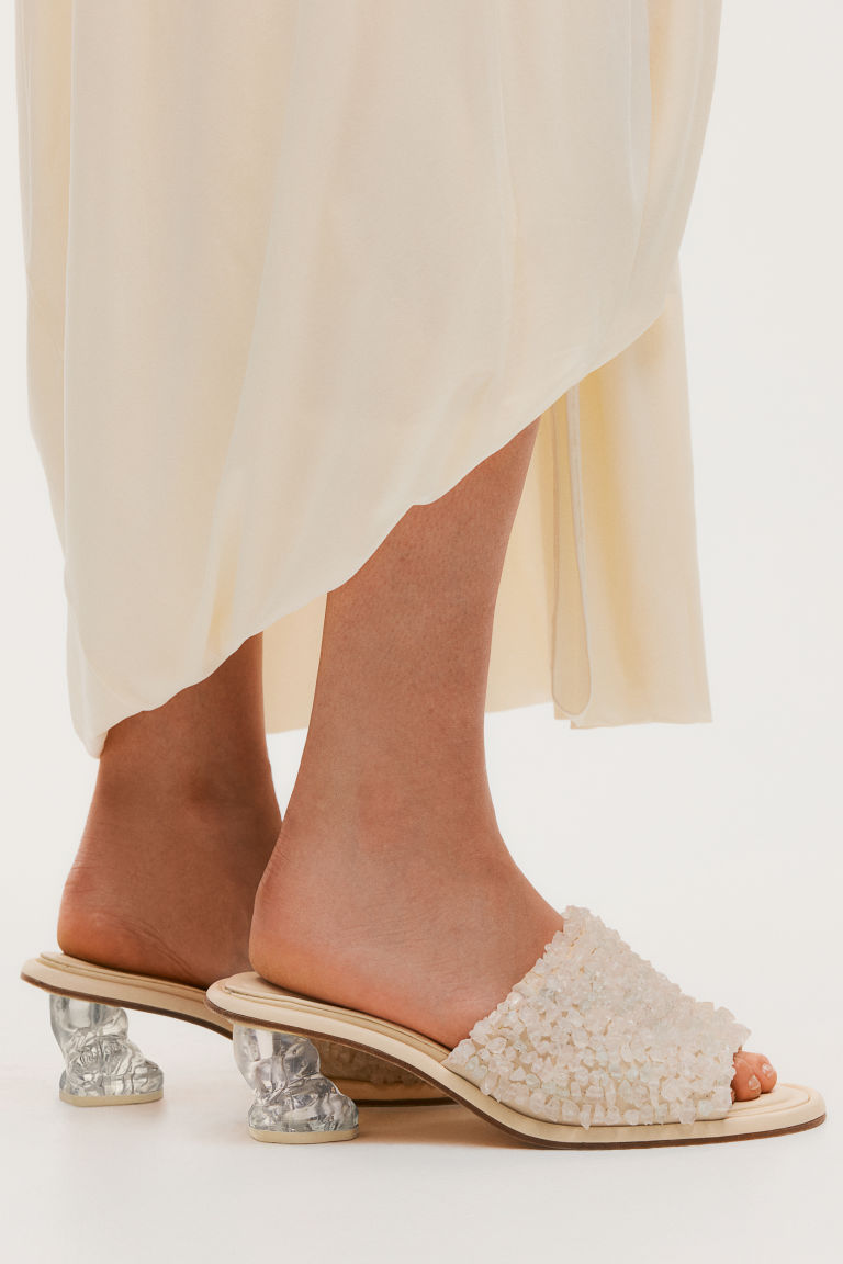 Beaded Leather Mules H&M