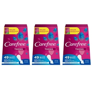 CAREFREE Thong Pantiliners, Regular Unscented 49 ea (Pack of 3) Carefree