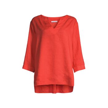 Garment-Dyed Embroidered Tunic Top ROSSO35