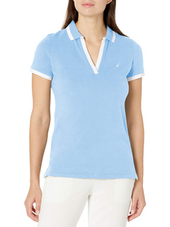 Рубашка поло из эластичного хлопка с полосками и V-образным вырезом классического кроя Nautica