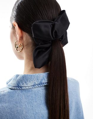 ASOS DESIGN scrunchie with flower design in black ASOS DESIGN