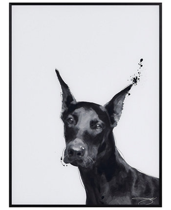 Картины домашних животных «Доберман» на стекле с печатным рисунком в черной анодированной рамке, 24 x 18 x 1 дюйм Empire Art Direct