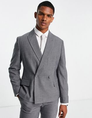 Черный узкий двубортный пиджак с серебристой текстурой ASOS DESIGN ASOS DESIGN