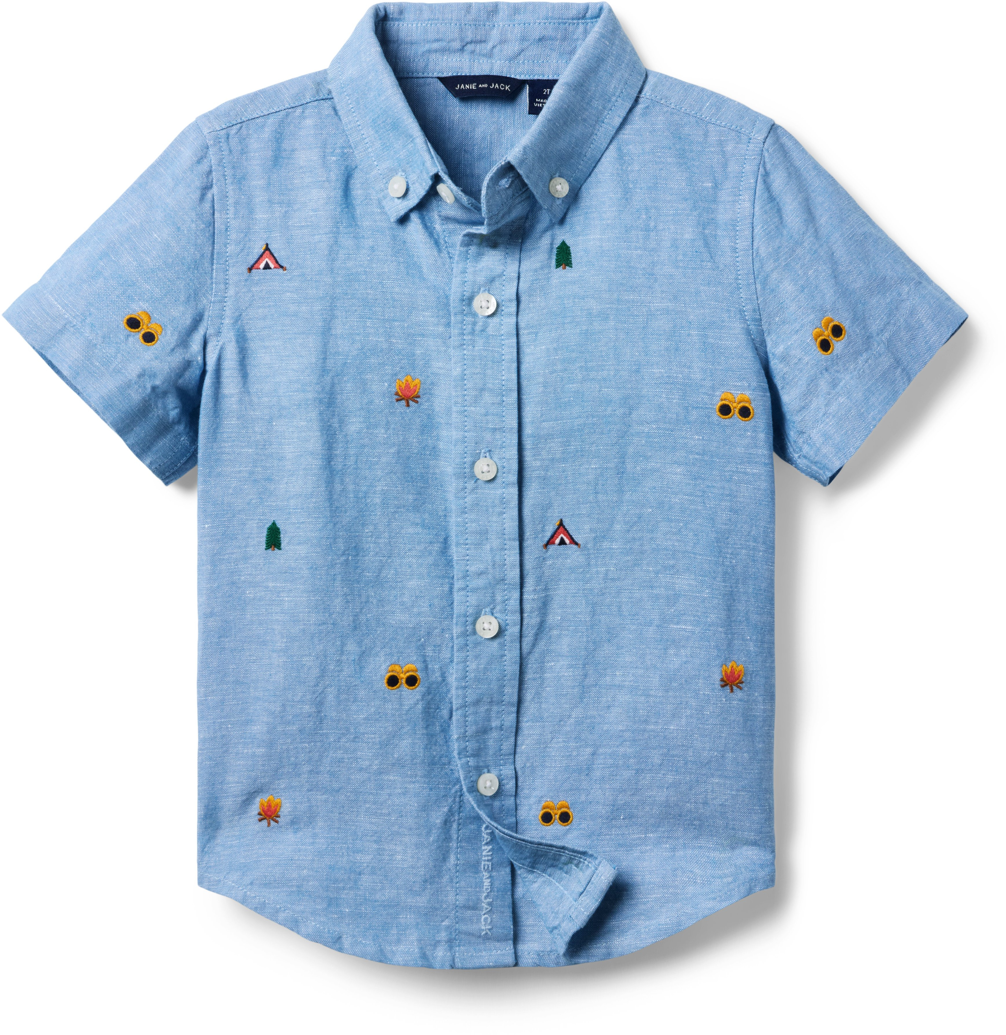 Boys Embroidered Linen Top (Toddler/Little Kid/Big Kid) Janie and Jack