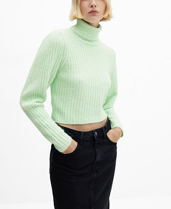 Женский вязаный свитер с высоким воротником MANGO