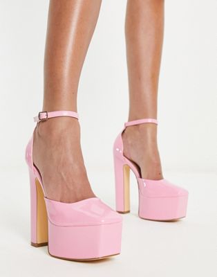 Розовые туфли на высоком каблуке на платформе с квадратным носком Truffle Collection Truffle Collection
