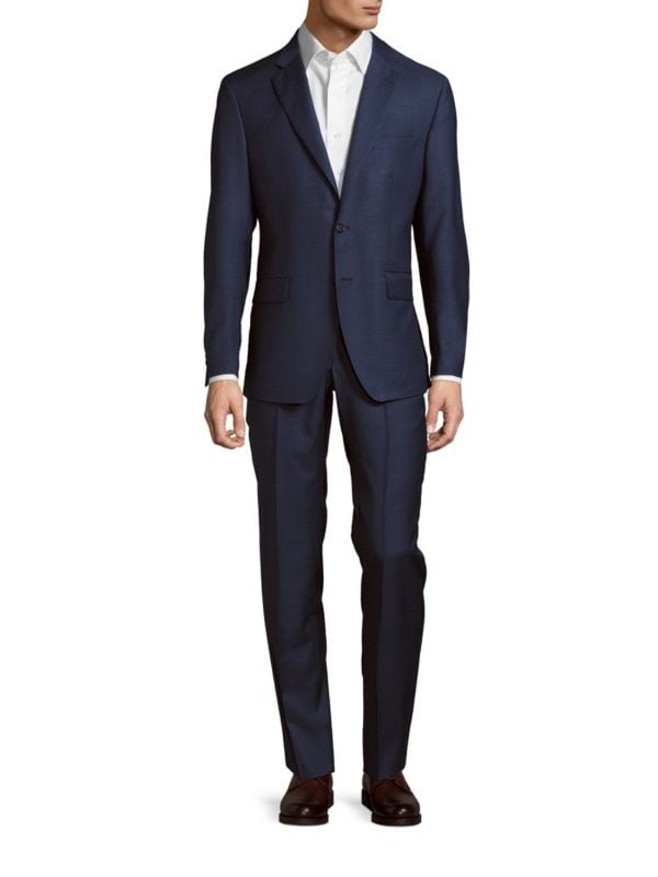 Шерстяной костюм Modern Fit с перекрестной штриховкой Saks Fifth Avenue