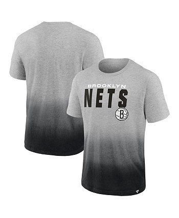 Мужская серо-черная футболка с принтом Brooklyn Nets Board Crasher Dip-Dye Fanatics