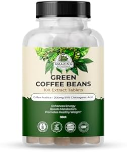 Green Coffee Bean Extract Tablets (Таблетки) - Coffea Arabica - 200mg 50% Chlorogenic Acid - 30 Count Amazing Botanicals