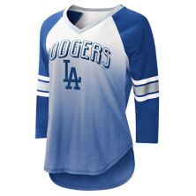 Женская футболка G-III 4Her от Carl Banks White/Royal Los Angeles Dodgers, футболка реглан с рукавами 3/4 и v-образным вырезом In The Style