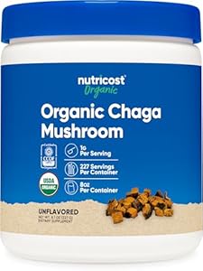 Nutricost 100% Organic Chaga Mushroom Powder 8oz (227 Servings) - Certified USDA Organic, Gluten Free & Non-GMO Nutricost