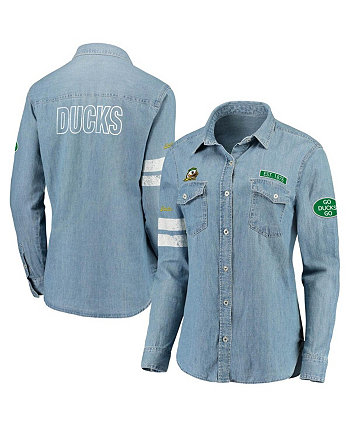 Женская джинсовая рубашка с длинными рукавами и нашивками Oregon Ducks Patches WEAR by Erin Andrews
