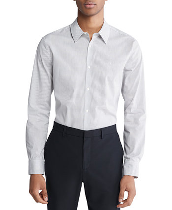 Мужская приталенная полосатая эластичная рубашка с длинными рукавами и пуговицами спереди Calvin Klein