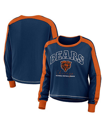 Женская темно-синяя футболка с длинными рукавами и цветными блоками Chicago Bears больших размеров WEAR by Erin Andrews