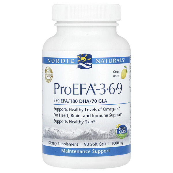 ProEFA-3-6-9, Лимон, 1000 мг, 90 мягких таблеток Nordic Naturals