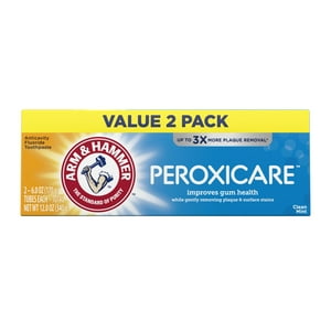 ARM & HAMMER Peroxicare Anti-Cavity Fluoride Toothpaste, Clean Mint, 6 oz, 2 Pack Arm & Hammer