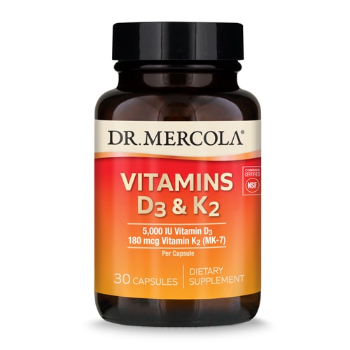 Витамины D3 & K2 - 5000МЕ и 180мкг - 30 капсул - Dr. Mercola Dr. Mercola