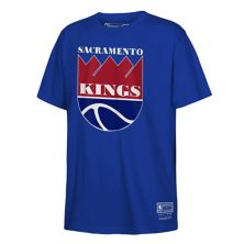 Youth Mitchell & Ness Blue Sacramento Kings Hardwood Classics Retro Logo T-Shirt Mitchell & Ness