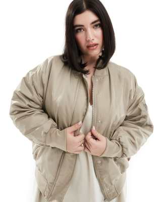 Only Curve bomber jacket in stone  ONLY