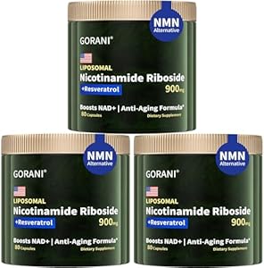 Gorani NAD+ Supplement 900mg - Nicotinamide Riboside and NMN for Boosting Cellular Energy & Anti-Aging (80 Count (Pack of 1)) Gorani