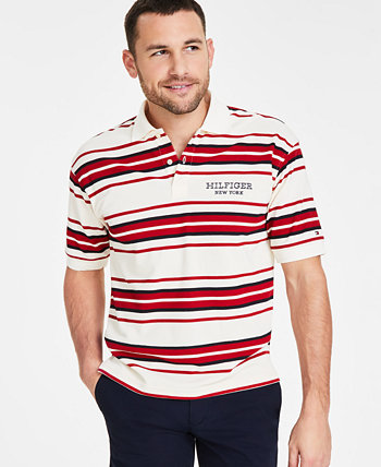 Men's Striped Honeycomb Logo Polo Shirt Tommy Hilfiger