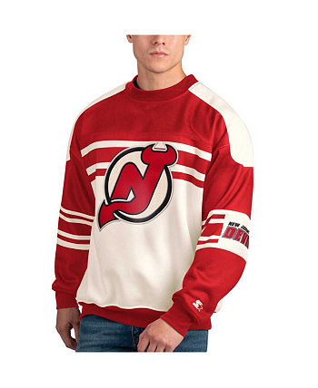 Мужской белый флисовый пуловер с круглым вырезом New Jersey Devils Defense Starter