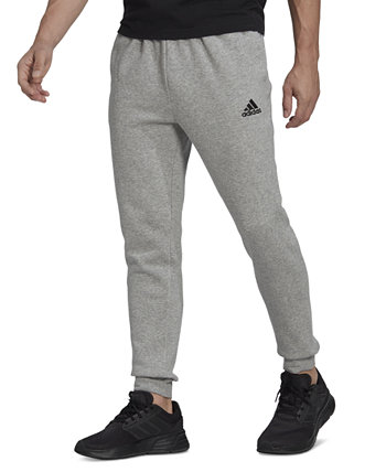 Мужские уютные брюки-джоггеры со средней посадкой из флиса с зауженными штанинами Adidas