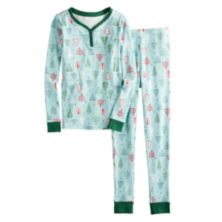 Girls 4-16 LC Lauren Conrad Jammies For Your Families® Aqua Winter Tree Top & Bottoms Pajama Set Jammies For Your Families