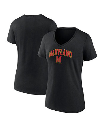 Черная женская футболка с v-образным вырезом Maryland Terrapins Evergreen Campus Fanatics