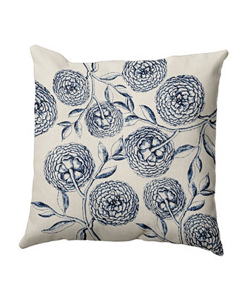 16-дюймовая темно-синяя и синяя декоративная подушка с цветочным рисунком Antique Flowers E by Design