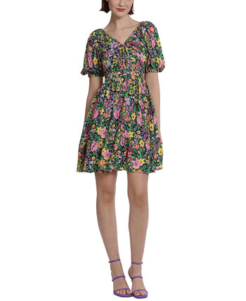 Женское мини-платье с v-образным вырезом и цветочным принтом Donna Morgan