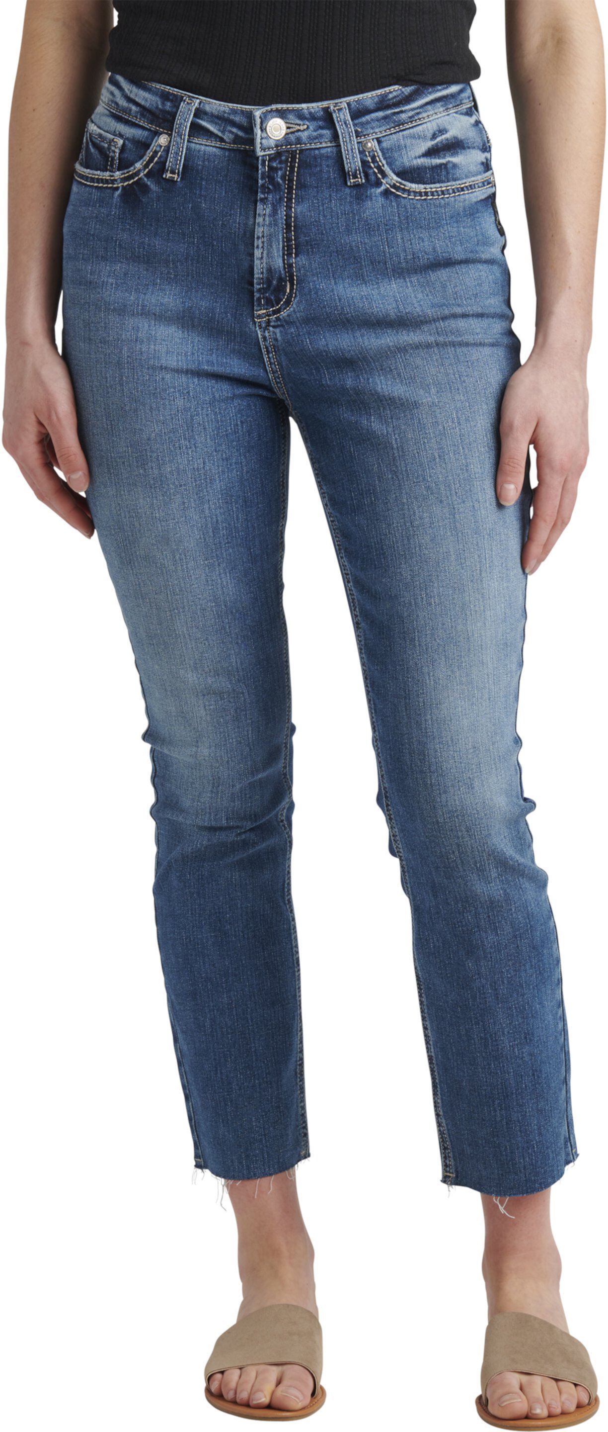 Узкие прямые джинсы Hello Legs с высокой посадкой L64421EKC217 Silver Jeans Co.