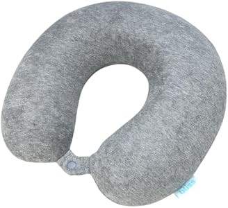 Bliss Neck Pillow - High-Density Memory Foam Travel Pillow - Classic U-Shaped Neck Support Pillow with Snap Closure - Lightweight Round Head Support Pillow, Blue Sweater Knit Bliss