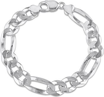 Плоский браслет-цепочка Figaro из стерлингового серебра Delmar
