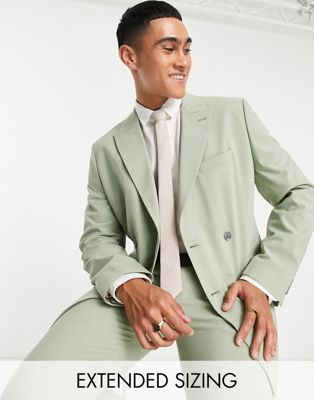 Серо-зеленый двубортный пиджак скинни ASOS DESIGN ASOS DESIGN