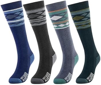 Ski Socks 2-Pack Merino Wool, Over The Calf Non-Slip Cuff for Men & Women OutdoorMaster