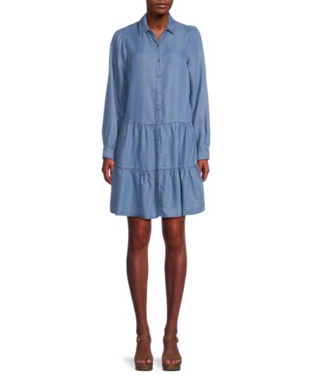 Flounce Lyocell Shirt Dress Saks Fifth Avenue