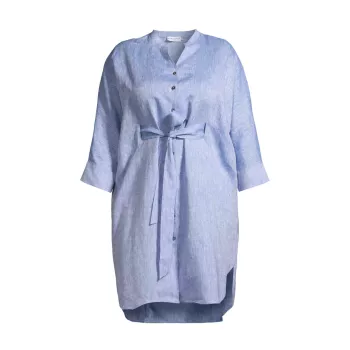 Платье-рубашка Fresia из хлопка и льна Harshman, Plus Size