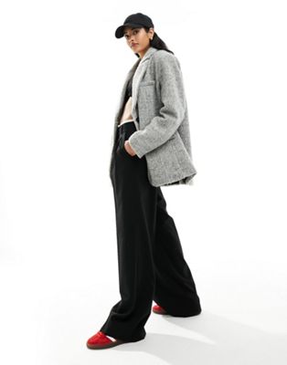 Серый пиджак с узором "елочка" в шерстяном стиле 4th & Reckless 4TH & RECKLESS