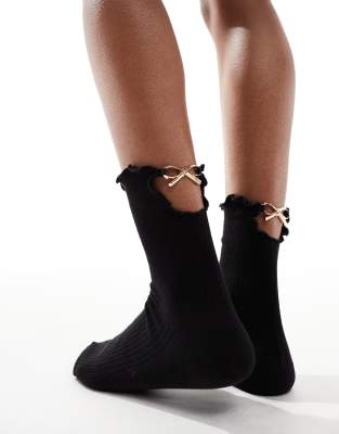 ASOS DESIGN bow metal back frill sock ASOS DESIGN