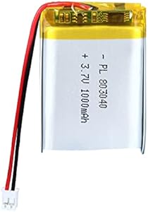 Литий-полимерный аккумулятор 3.7V 1000mAh 803040 с разъемом JST, размеры 40x30x7.8 мм Akzytue