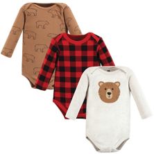 Hudson Baby Infant Boy Cotton Long-Sleeve Bodysuits, Brown Bear 3-Pack Hudson Baby