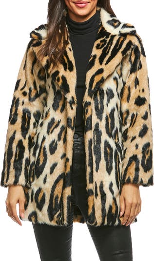 Пальто из искусственного меха с леопардовым принтом DONNA SALYERS FABULOUS FURS