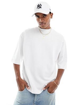 Brave Soul heavyweight high neck super oversized T-shirt in white Brave Soul