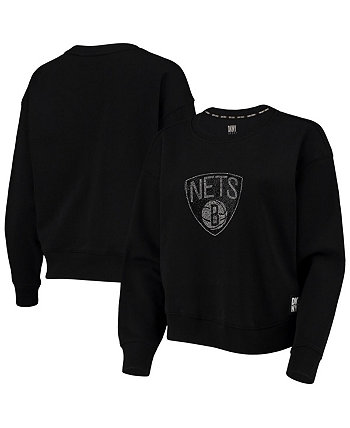 Женская черная толстовка Brooklyn Nets Carrie со стразами DKNY