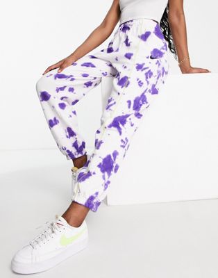 Фиолетовые флисовые спортивные штаны свободного кроя с манжетами тай-дай Nike - PURPLE Nike