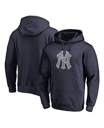 Мужской темно-синий пуловер с капюшоном New York Yankees со статическим логотипом Fanatics