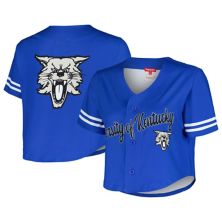 Женская укороченная рубашка на пуговицах с v-образным вырезом Mitchell & Ness Royal Kentucky Wildcats Vault Mitchell & Ness