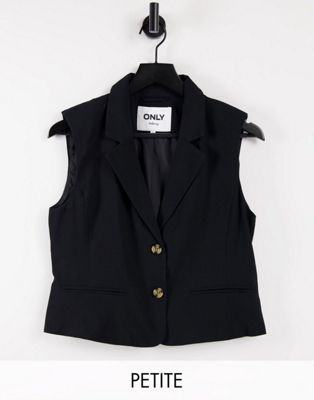 Only Petite tailored vest in black Only Petite