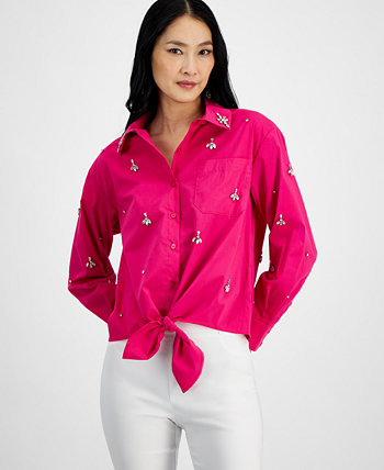 Женская блузка со стразами и завязкой спереди, созданная для Macy's I.N.C. International Concepts
